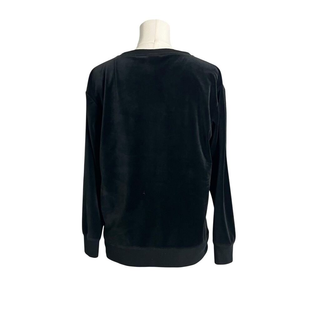 Felina Pajama Shirt Womens Small Black Velour Crew Neck Long Sleeve Lounge Cozy - Picture 5 of 7